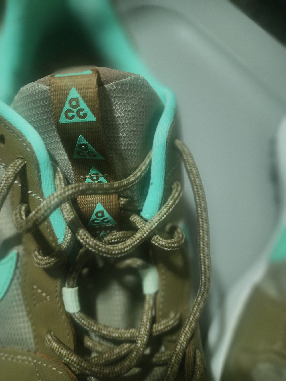 Nike ACG Trail Sneaker in Olive Green with Teal Accents